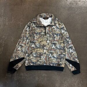 Walls Oilfield Equipment Print Quarter Zip Pullover Jacket Workwear Medium